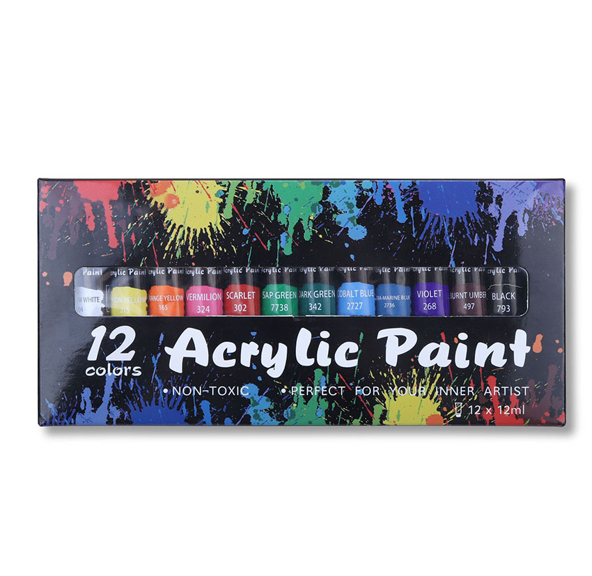 12 색 수채화 아크릴 오일 페인트 세트 예술가를위한 그림 안료 손으로 그린 드로잉 세라믹 스톤 벽화